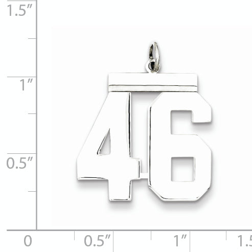 Sterling Silver Rhodium-plated Large Polished Number 46 Charm