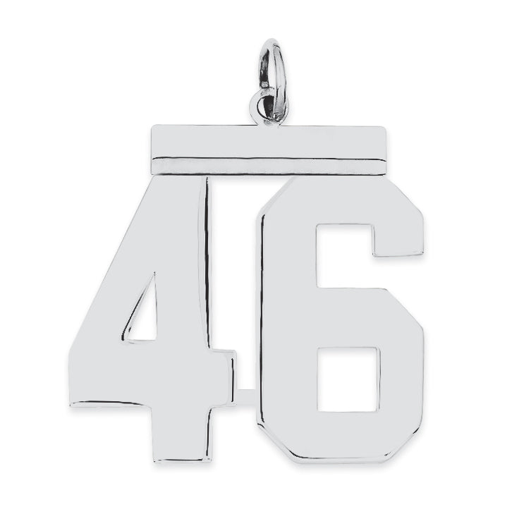 Sterling Silver/Rhodium-plated Polished Number 46 Charm