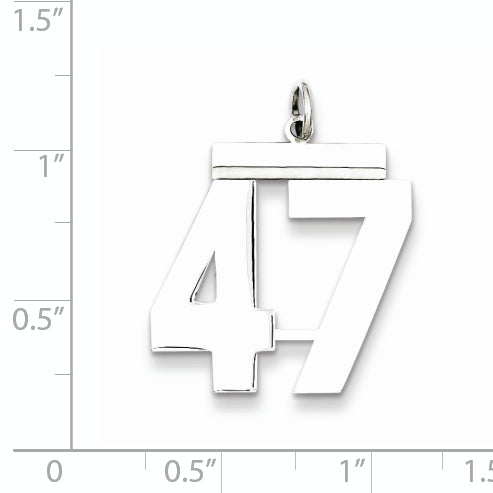 Sterling Silver Rhodium-plated Large Polished Number 47 Charm