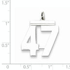 Sterling Silver Rhodium-plated Large Polished Number 47 Charm