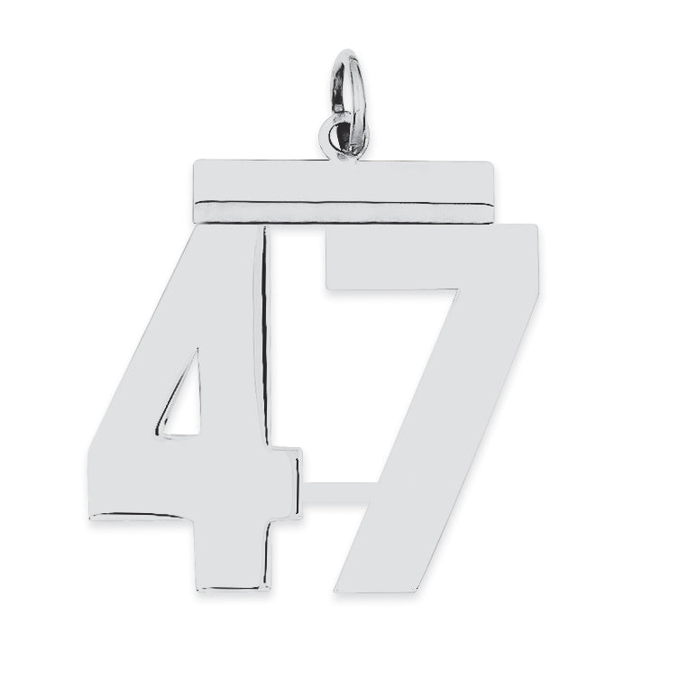 Sterling Silver/Rhodium-plated Polished Number 47 Charm