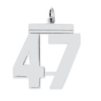 Sterling Silver/Rhodium-plated Polished Number 47 Charm