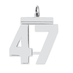 Sterling Silver/Rhodium-plated Polished Number 47 Charm
