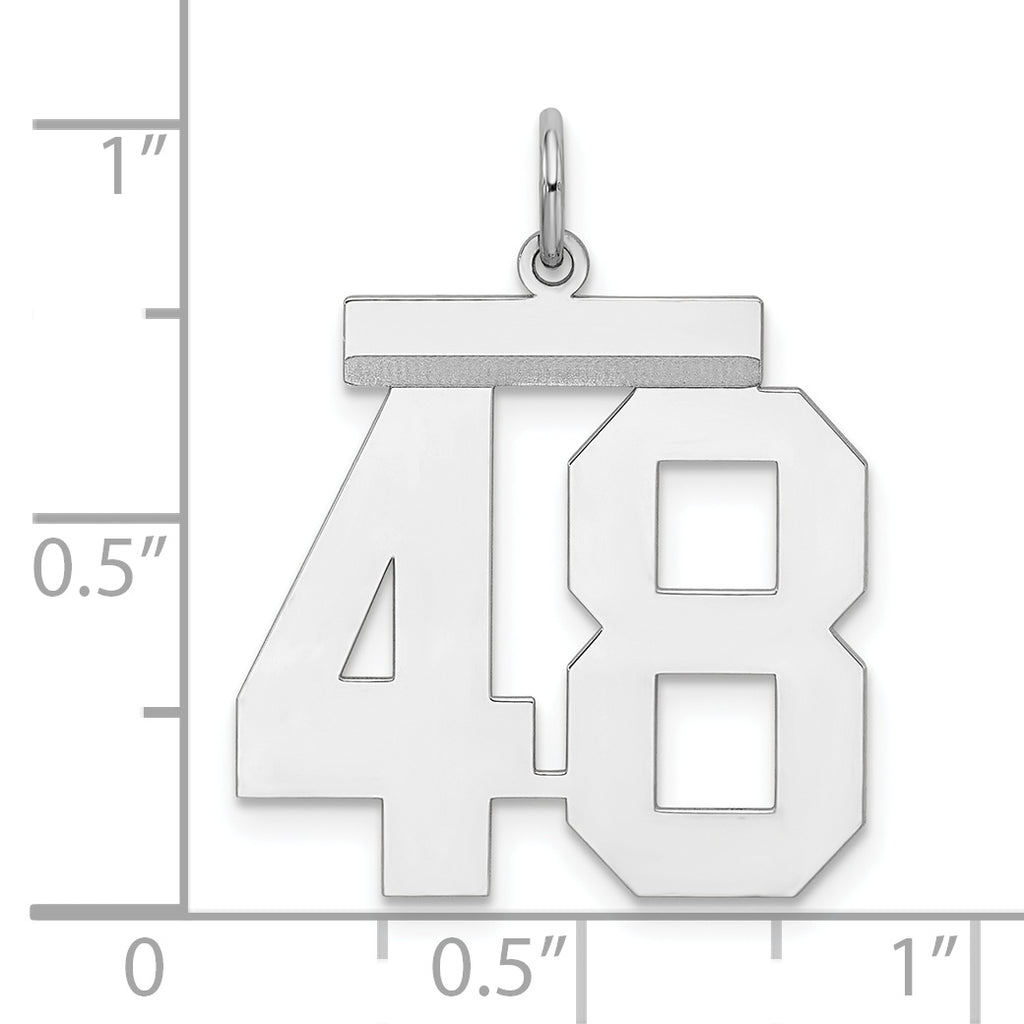 Sterling Silver Rhodium-plated Large Polished Number 48 Charm