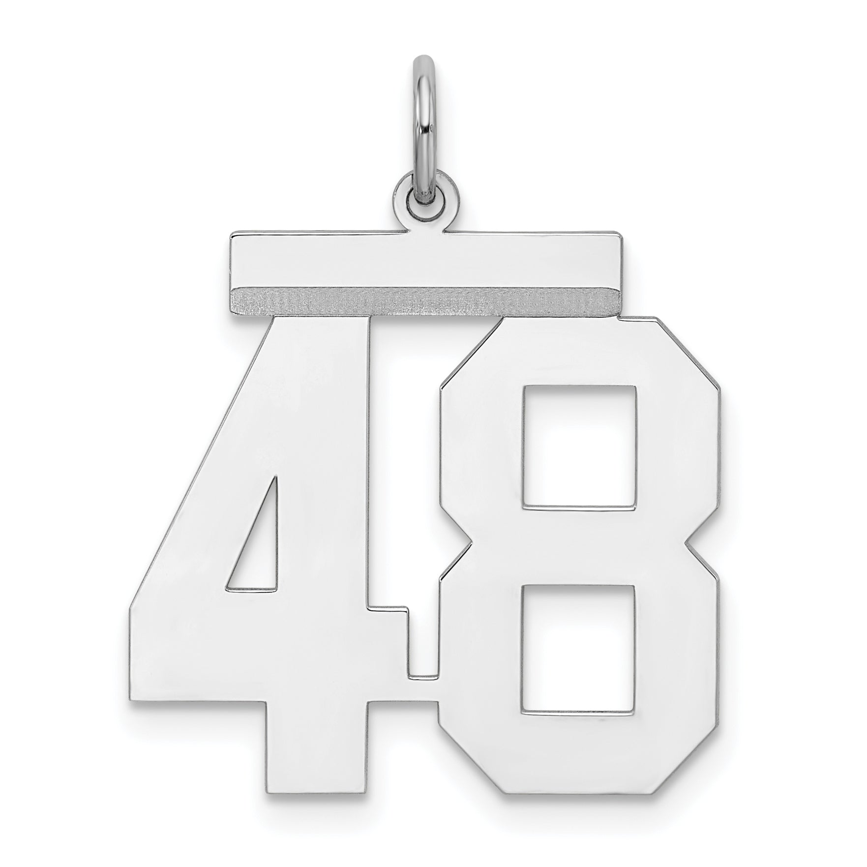 Sterling Silver/Rhodium-plated Polished Number 48 Charm Main image