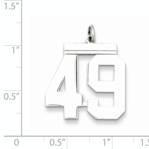 Sterling Silver Rhodium-plated Large Polished Number 49 Charm