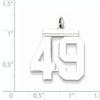 Sterling Silver Rhodium-plated Large Polished Number 49 Charm