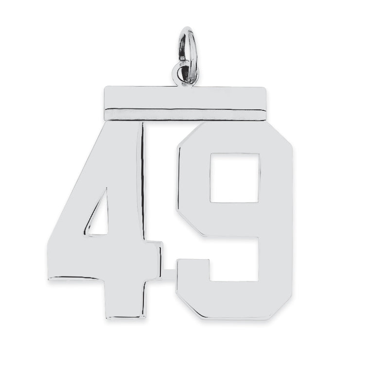Sterling Silver/Rhodium-plated Polished Number 49 Charm