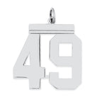 Sterling Silver/Rhodium-plated Polished Number 49 Charm