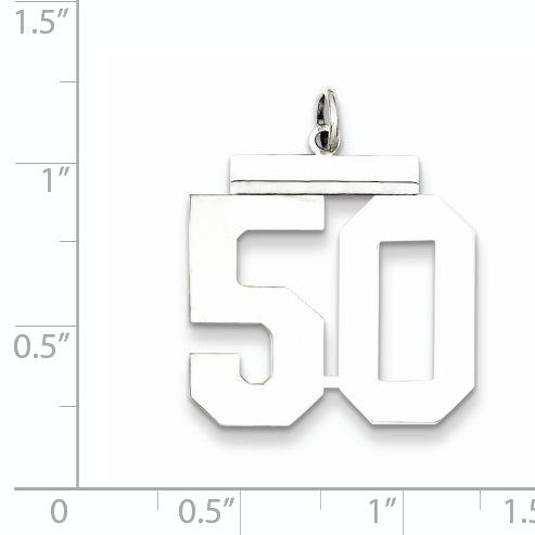 Sterling Silver Rhodium-plated Large Polished Number 50 Charm