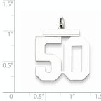 Sterling Silver Rhodium-plated Large Polished Number 50 Charm