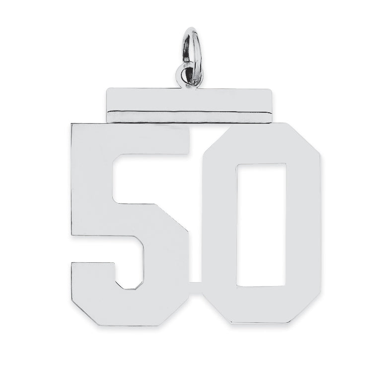 Sterling Silver/Rhodium-plated Polished Number 50 Charm