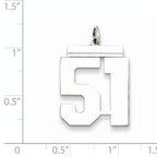 Sterling Silver Rhodium-plated Large Polished Number 51 Charm