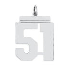 Sterling Silver/Rhodium-plated Polished Number 51 Charm