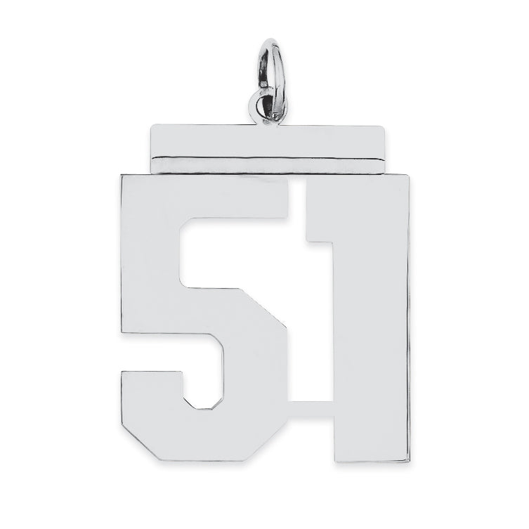 Sterling Silver/Rhodium-plated Polished Number 51 Charm