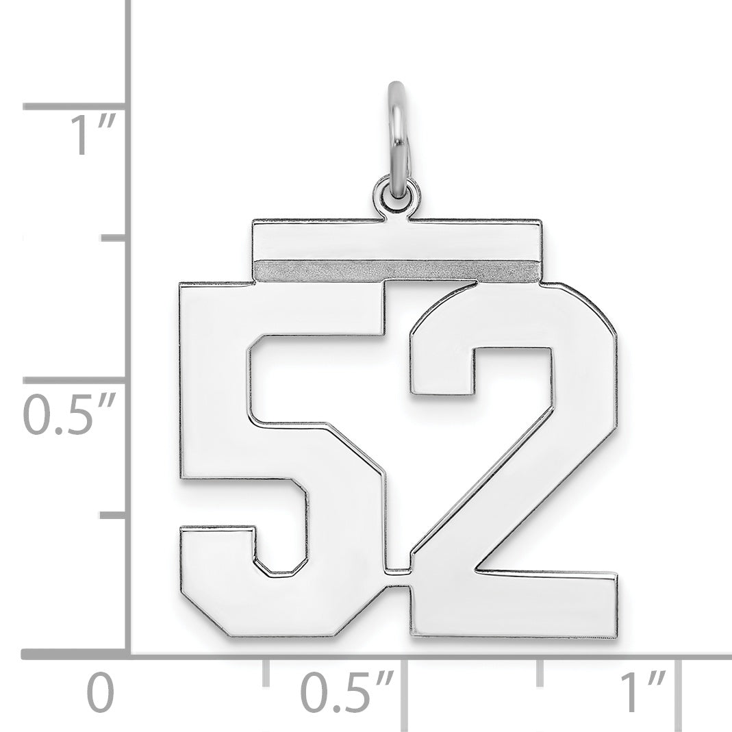 Sterling Silver Rhodium-plated Large Polished Number 52 Charm