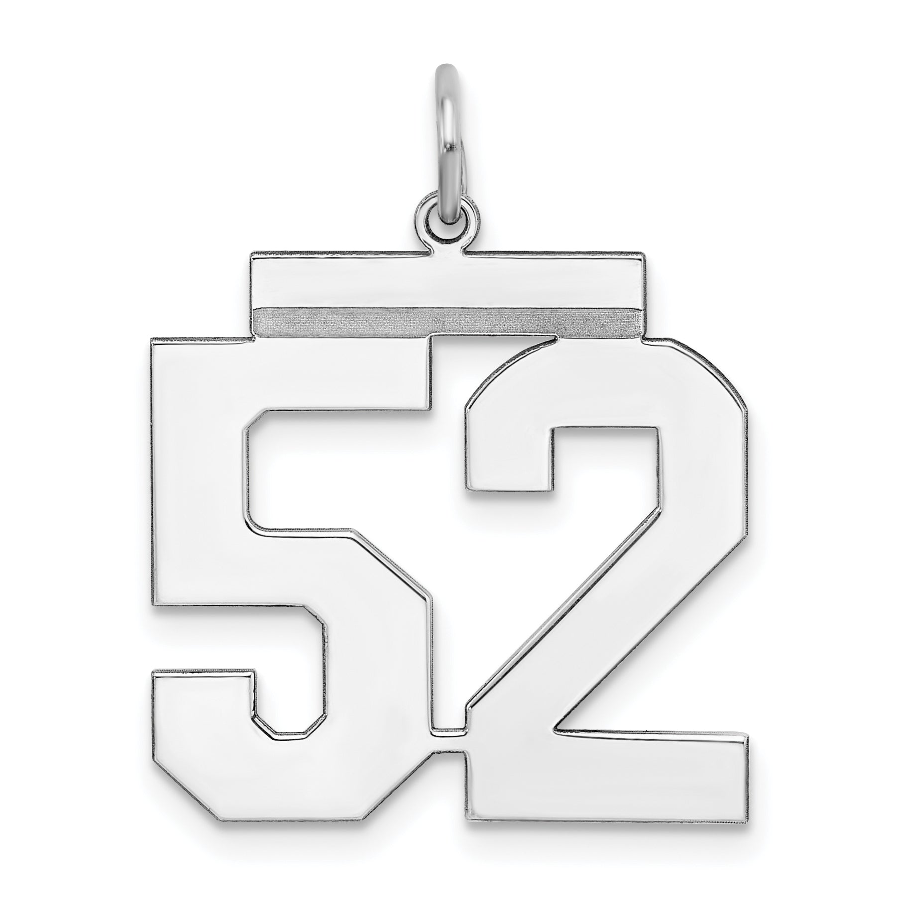 Sterling Silver/Rhodium-plated Polished Number 52 Charm Main image