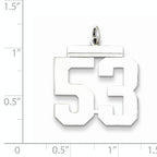 Sterling Silver Rhodium-plated Large Polished Number 53 Charm