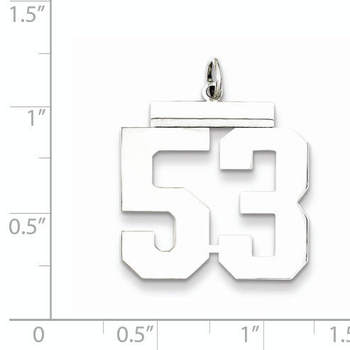 Sterling Silver Rhodium-plated Large Polished Number 53 Charm