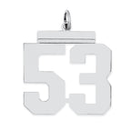 Sterling Silver/Rhodium-plated Polished Number 53 Charm