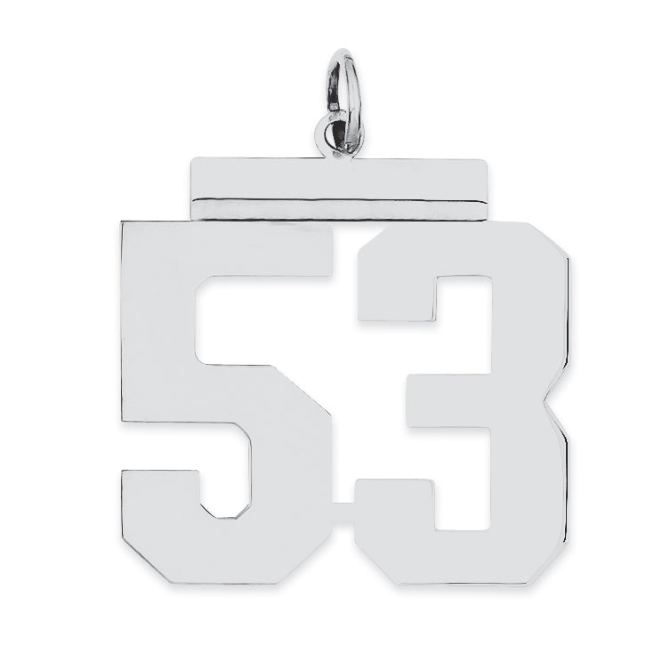 Sterling Silver/Rhodium-plated Polished Number 53 Charm
