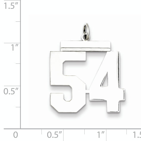 Sterling Silver Rhodium-plated Large Polished Number 54 Charm Secondary image