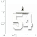 Sterling Silver Rhodium-plated Large Polished Number 54 Charm