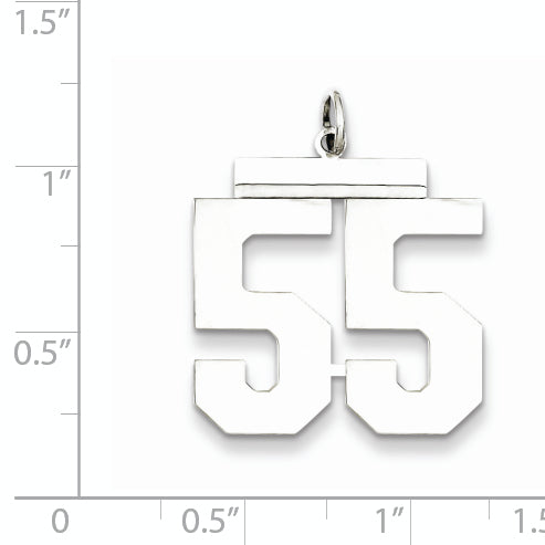 Sterling Silver Rhodium-plated Large Polished Number 55 Charm