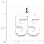 Sterling Silver Rhodium-plated Large Polished Number 55 Charm