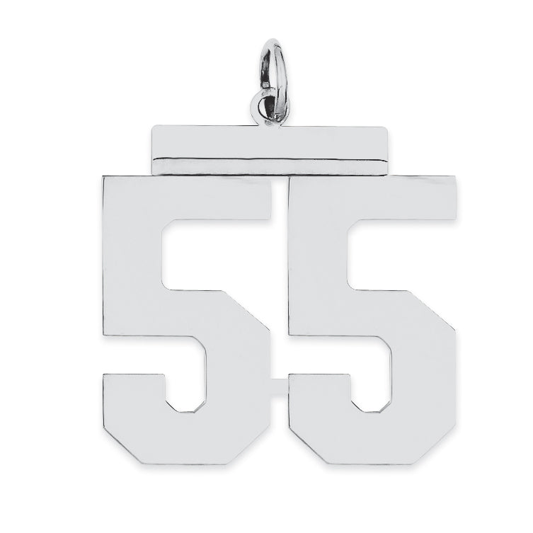 Sterling Silver/Rhodium-plated Polished Number 55 Charm