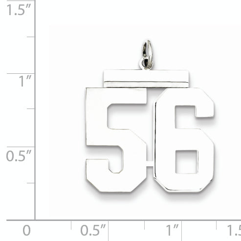 Sterling Silver Rhodium-plated Large Polished Number 56 Charm