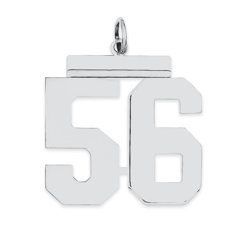 Sterling Silver/Rhodium-plated Polished Number 56 Charm