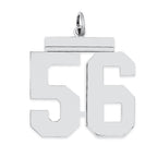 Sterling Silver/Rhodium-plated Polished Number 56 Charm