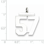 Sterling Silver Rhodium-plated Large Polished Number 57 Charm