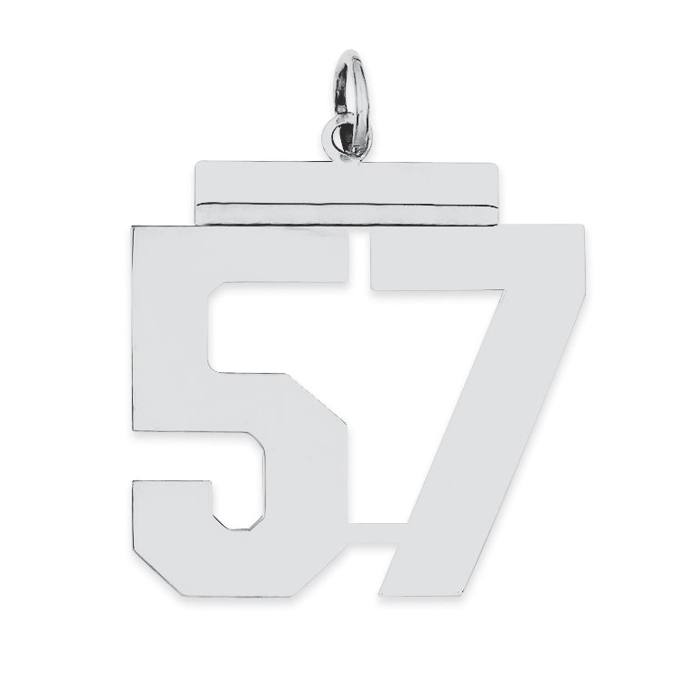 Sterling Silver/Rhodium-plated Polished Number 57 Charm