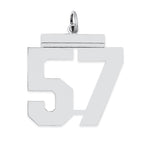 Sterling Silver/Rhodium-plated Polished Number 57 Charm