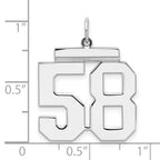 Sterling Silver Rhodium-plated Large Polished Number 58 Charm