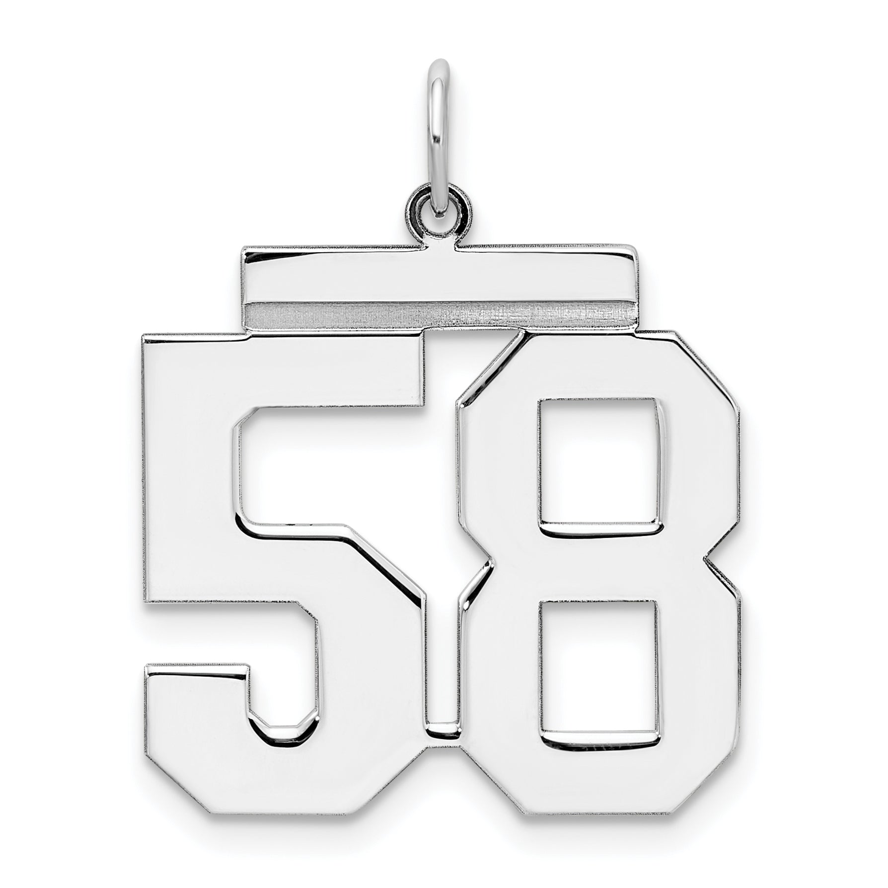 Sterling Silver/Rhodium-plated Polished Number 58 Charm Main image