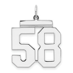Sterling Silver/Rhodium-plated Polished Number 58 Charm