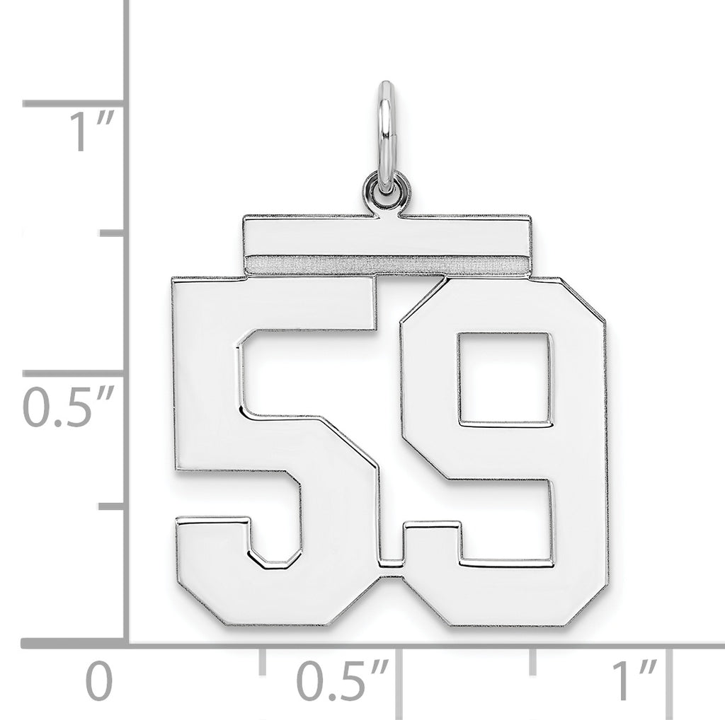 Sterling Silver Rhodium-plated Large Polished Number 59 Charm