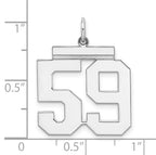 Sterling Silver Rhodium-plated Large Polished Number 59 Charm