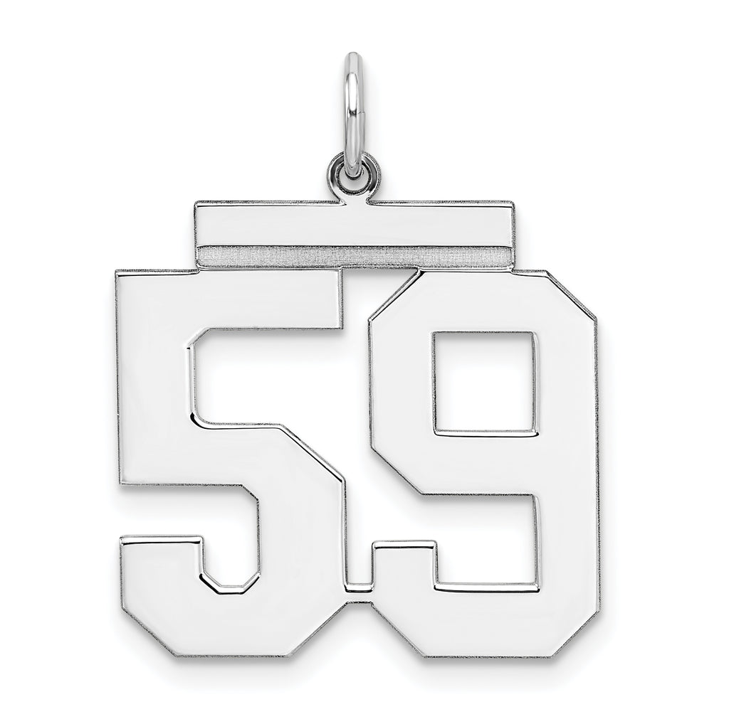 Sterling Silver/Rhodium-plated Polished Number 59 Charm
