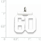 Sterling Silver Rhodium-plated Large Polished Number 60 Charm