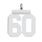Sterling Silver/Rhodium-plated Polished Number 60 Charm