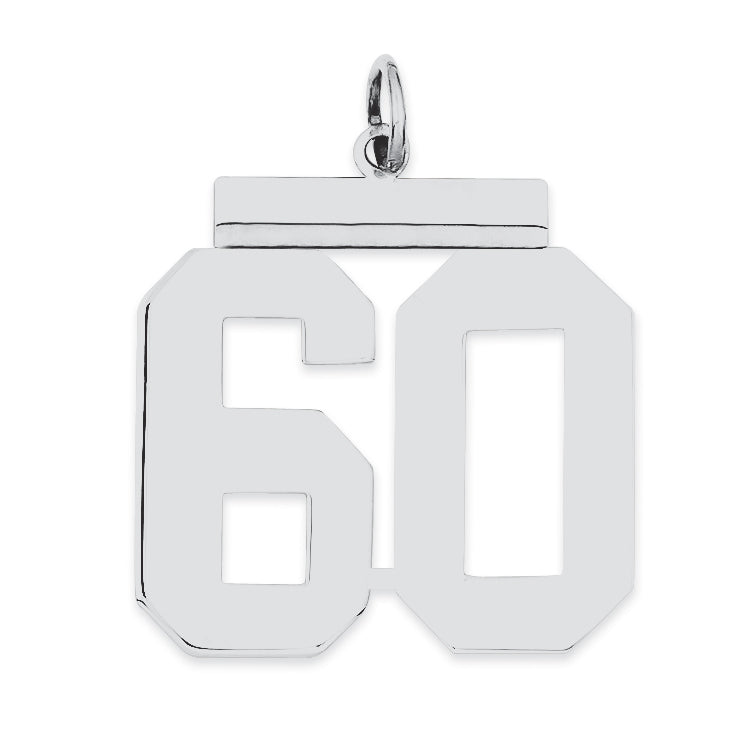 Sterling Silver/Rhodium-plated Polished Number 60 Charm