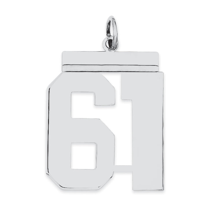Sterling Silver/Rhodium-plated Polished Number 61 Charm