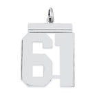 Sterling Silver/Rhodium-plated Polished Number 61 Charm