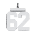 Sterling Silver/Rhodium-plated Polished Number 62 Charm
