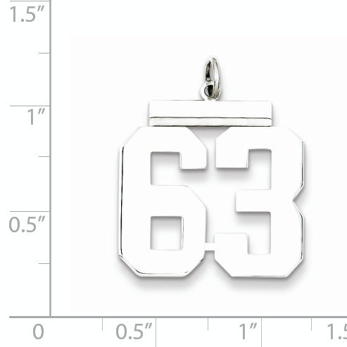 Sterling Silver Rhodium-plated Large Polished Number 63 Charm