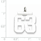 Sterling Silver Rhodium-plated Large Polished Number 63 Charm